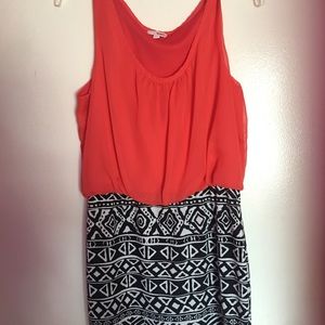 Black and white tribal print mini dress